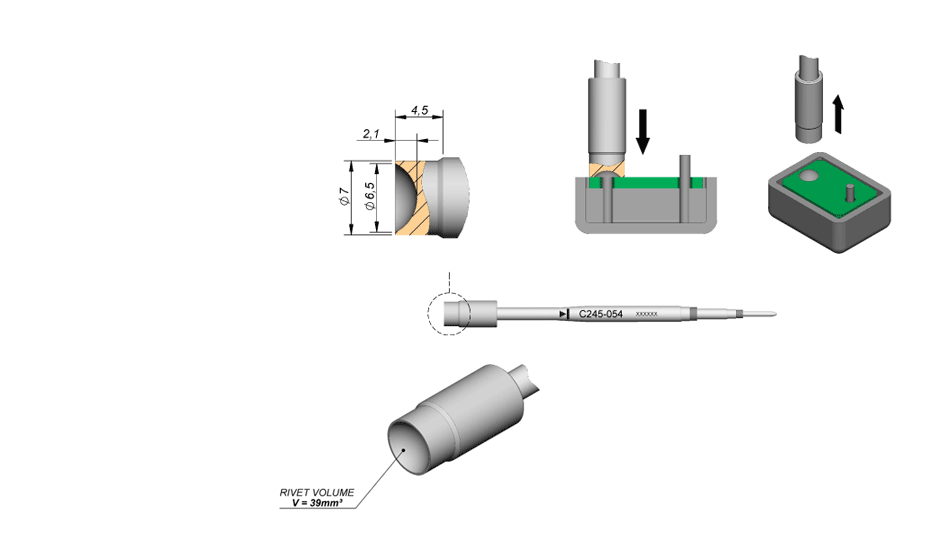 C245054 - Chrome finish, designed for plastic rivets